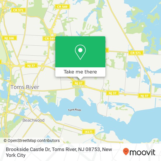 Mapa de Brookside Castle Dr, Toms River, NJ 08753