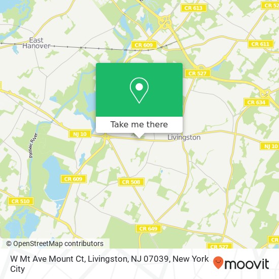 Mapa de W Mt Ave Mount Ct, Livingston, NJ 07039