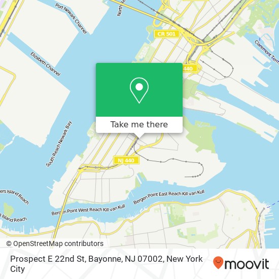 Mapa de Prospect E 22nd St, Bayonne, NJ 07002