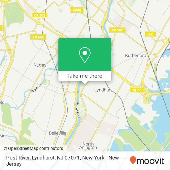 Mapa de Post River, Lyndhurst, NJ 07071