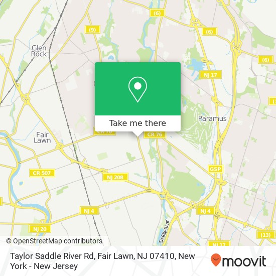 Mapa de Taylor Saddle River Rd, Fair Lawn, NJ 07410