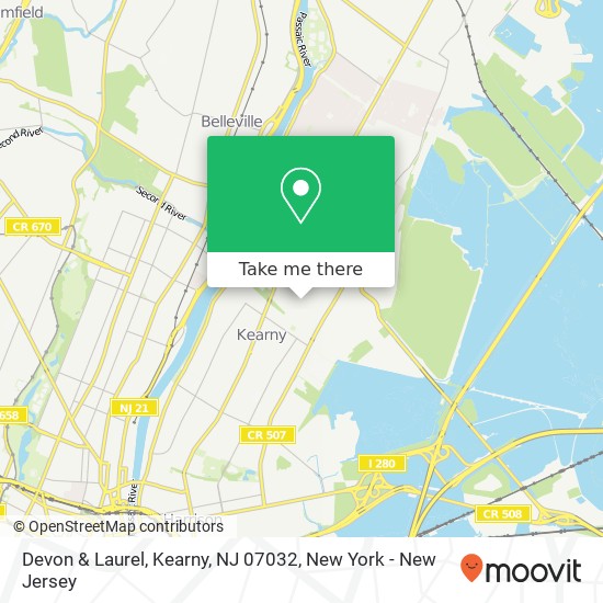 Mapa de Devon & Laurel, Kearny, NJ 07032