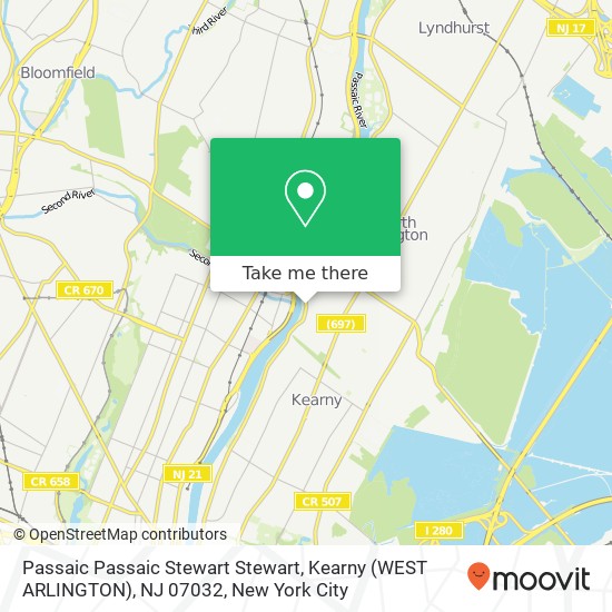 Mapa de Passaic Passaic Stewart Stewart, Kearny (WEST ARLINGTON), NJ 07032