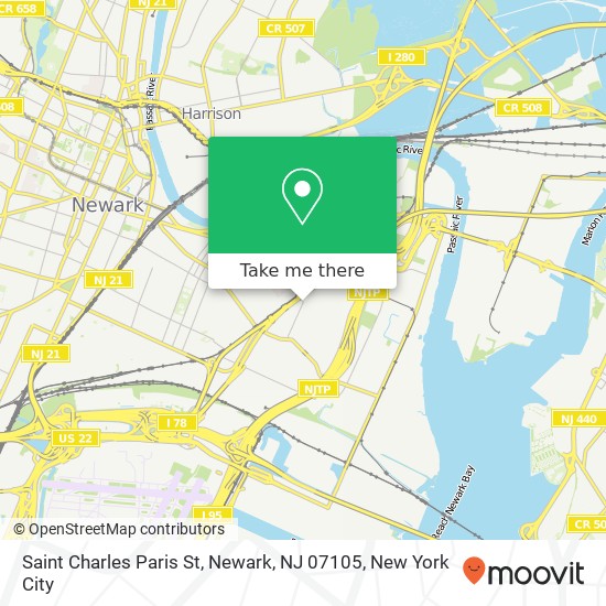 Mapa de Saint Charles Paris St, Newark, NJ 07105