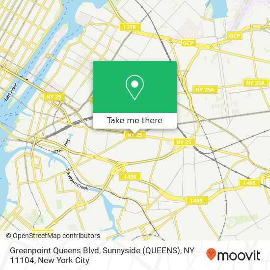 Mapa de Greenpoint Queens Blvd, Sunnyside (QUEENS), NY 11104