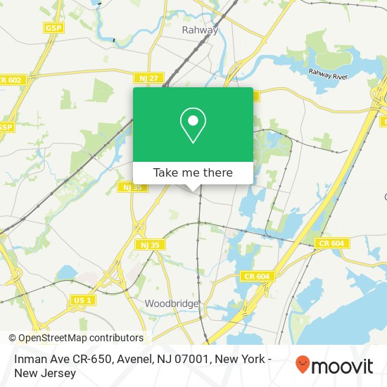 Mapa de Inman Ave CR-650, Avenel, NJ 07001