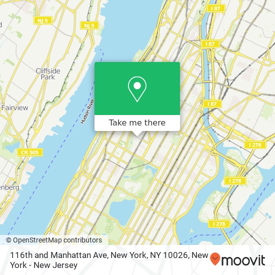 116th and Manhattan Ave, New York, NY 10026 map