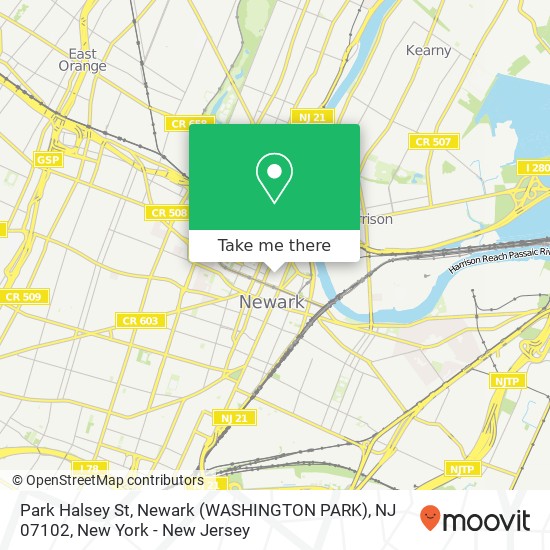 Mapa de Park Halsey St, Newark (WASHINGTON PARK), NJ 07102