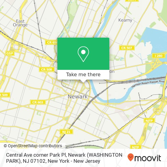 Central Ave corner Park Pl, Newark (WASHINGTON PARK), NJ 07102 map