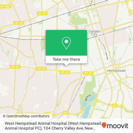 West Hempstead Animal Hospital (West Hempstead Animal Hospital PC), 104 Cherry Valley Ave map