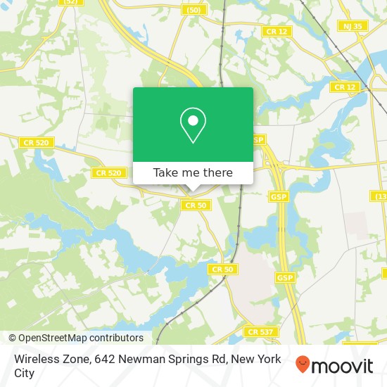 Mapa de Wireless Zone, 642 Newman Springs Rd
