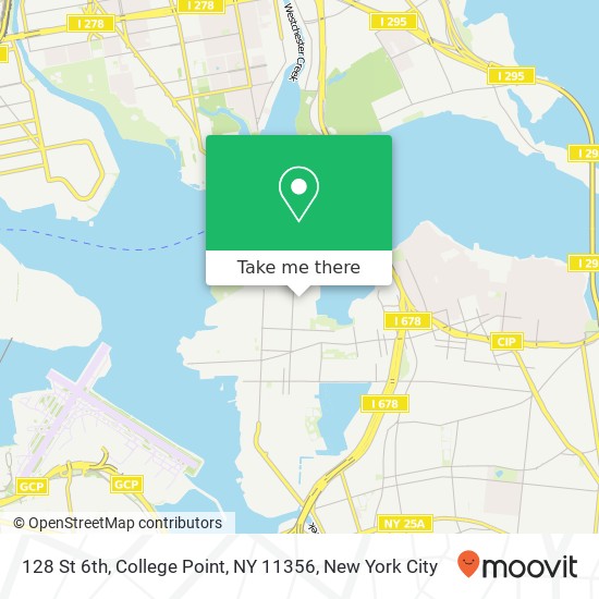 Mapa de 128 St 6th, College Point, NY 11356