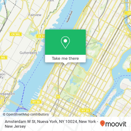 Mapa de Amsterdam W St, Nueva York, NY 10024