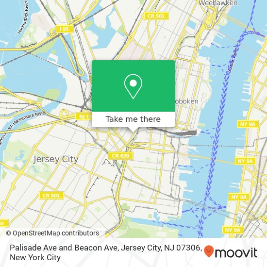 Mapa de Palisade Ave and Beacon Ave, Jersey City, NJ 07306