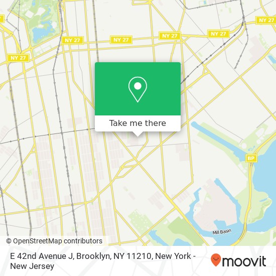 Mapa de E 42nd Avenue J, Brooklyn, NY 11210