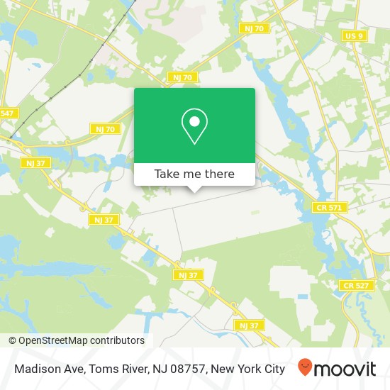 Mapa de Madison Ave, Toms River, NJ 08757