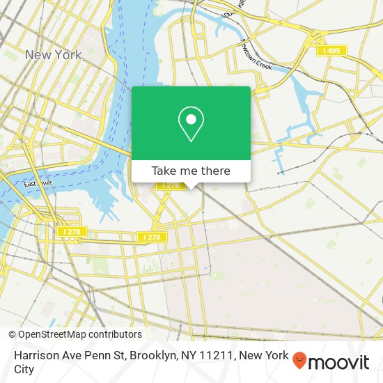 Mapa de Harrison Ave Penn St, Brooklyn, NY 11211