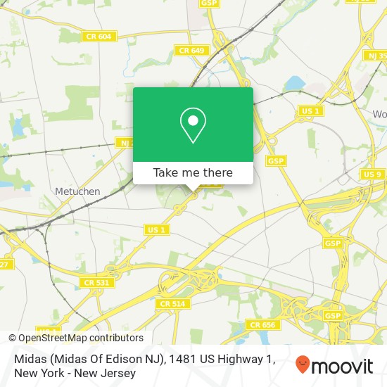 Mapa de Midas (Midas Of Edison NJ), 1481 US Highway 1