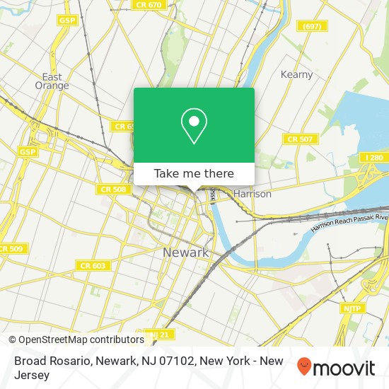 Mapa de Broad Rosario, Newark, NJ 07102