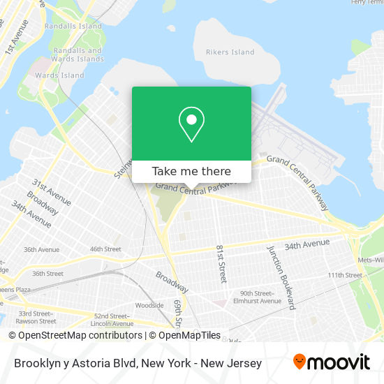 Brooklyn y Astoria Blvd map