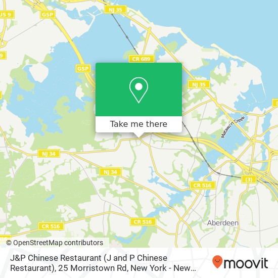 Mapa de J&P Chinese Restaurant (J and P Chinese Restaurant), 25 Morristown Rd