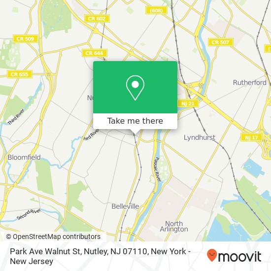 Mapa de Park Ave Walnut St, Nutley, NJ 07110