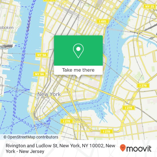 Rivington and Ludlow St, New York, NY 10002 map