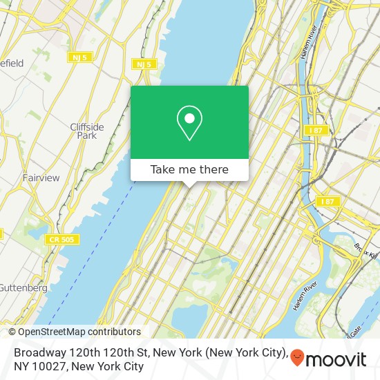 Mapa de Broadway 120th 120th St, New York (New York City), NY 10027
