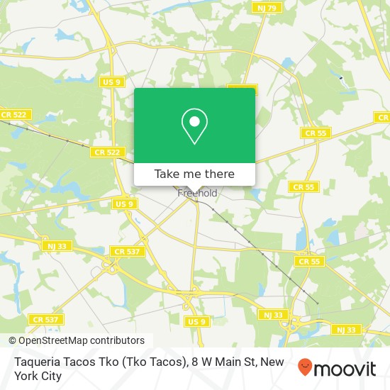 Mapa de Taqueria Tacos Tko (Tko Tacos), 8 W Main St