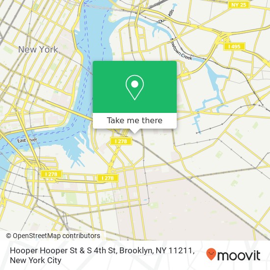 Mapa de Hooper Hooper St & S 4th St, Brooklyn, NY 11211