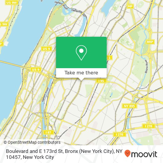 Mapa de Boulevard and E 173rd St, Bronx (New York City), NY 10457