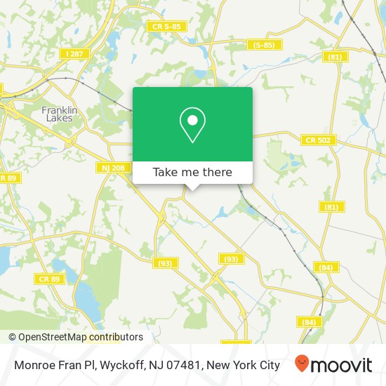 Mapa de Monroe Fran Pl, Wyckoff, NJ 07481