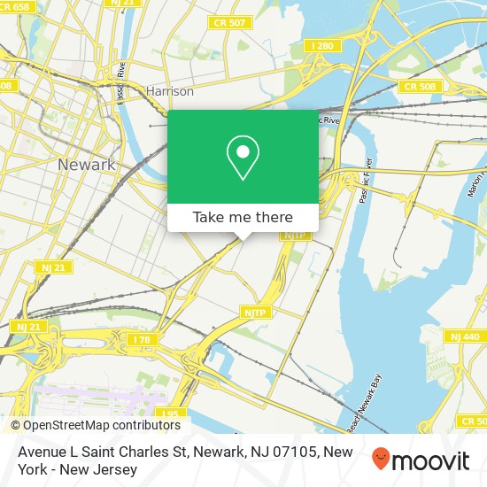 Mapa de Avenue L Saint Charles St, Newark, NJ 07105