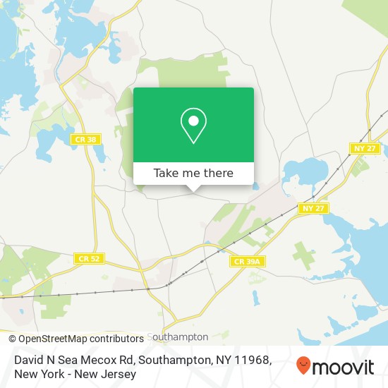 Mapa de David N Sea Mecox Rd, Southampton, NY 11968