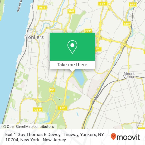 Mapa de Exit 1 Gov Thomas E Dewey Thruway, Yonkers, NY 10704