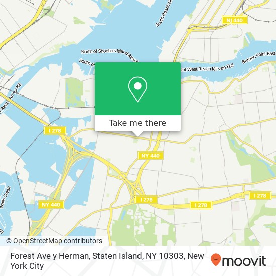 Mapa de Forest Ave y Herman, Staten Island, NY 10303