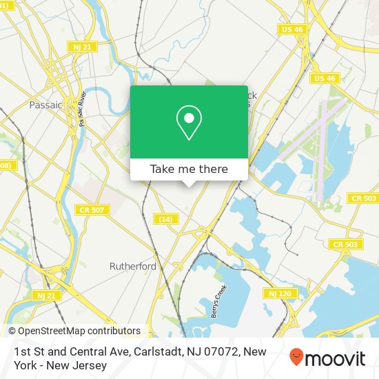 Mapa de 1st St and Central Ave, Carlstadt, NJ 07072