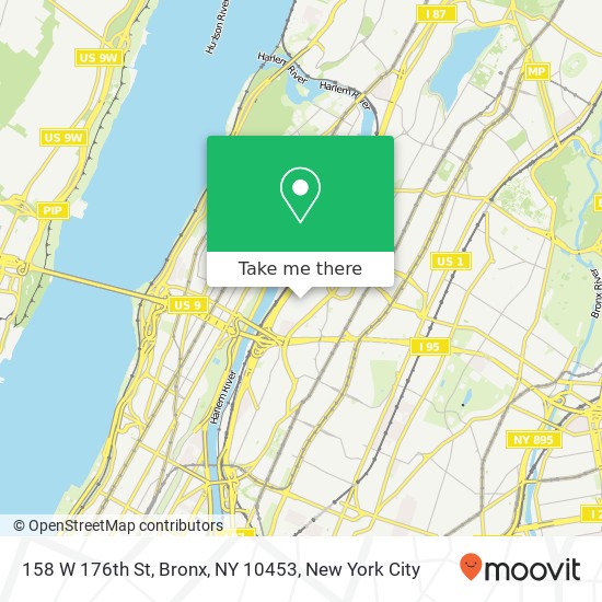 Mapa de 158 W 176th St, Bronx, NY 10453