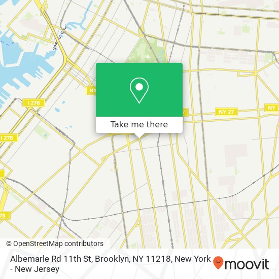 Mapa de Albemarle Rd 11th St, Brooklyn, NY 11218