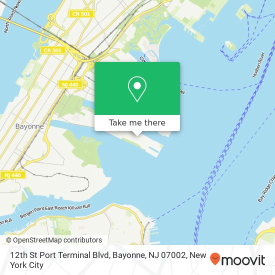 Mapa de 12th St Port Terminal Blvd, Bayonne, NJ 07002