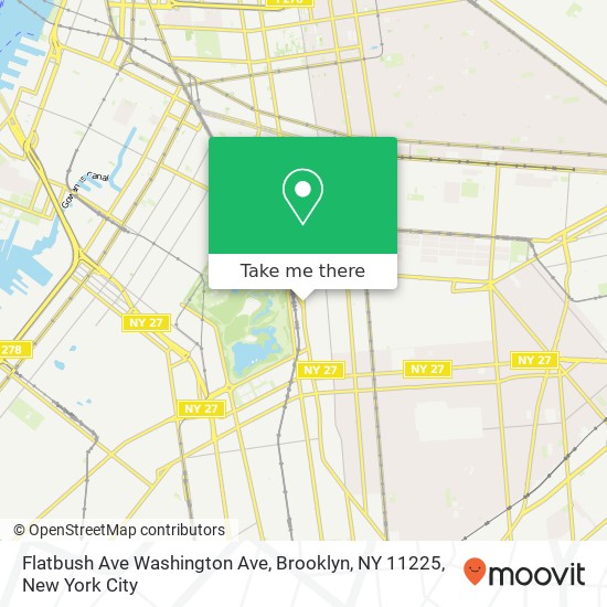 Mapa de Flatbush Ave Washington Ave, Brooklyn, NY 11225