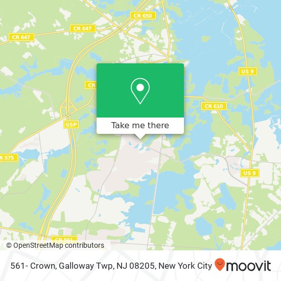Mapa de 561- Crown, Galloway Twp, NJ 08205