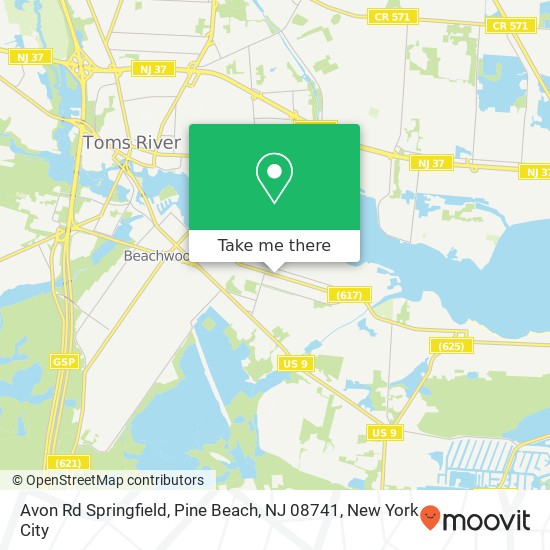 Mapa de Avon Rd Springfield, Pine Beach, NJ 08741