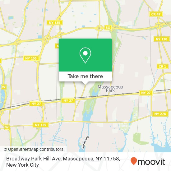 Mapa de Broadway Park Hill Ave, Massapequa, NY 11758
