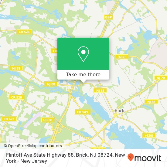 Mapa de Flintoft Ave State Highway 88, Brick, NJ 08724