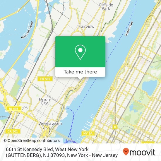 66th St Kennedy Blvd, West New York (GUTTENBERG), NJ 07093 map