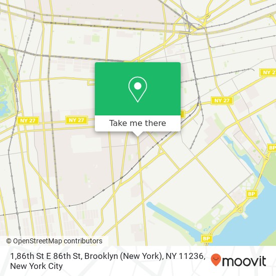 Mapa de 1,86th St E 86th St, Brooklyn (New York), NY 11236