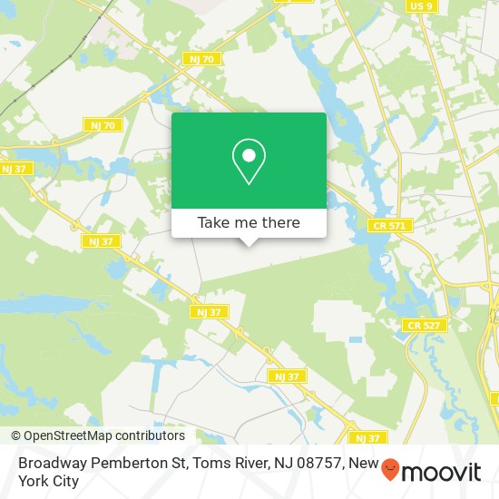 Mapa de Broadway Pemberton St, Toms River, NJ 08757