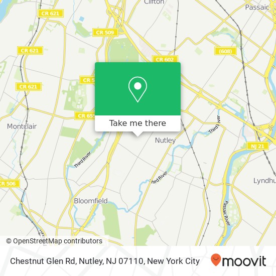 Mapa de Chestnut Glen Rd, Nutley, NJ 07110