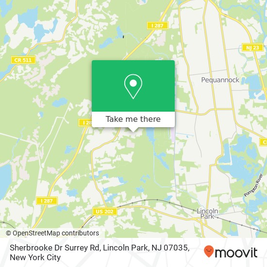Mapa de Sherbrooke Dr Surrey Rd, Lincoln Park, NJ 07035